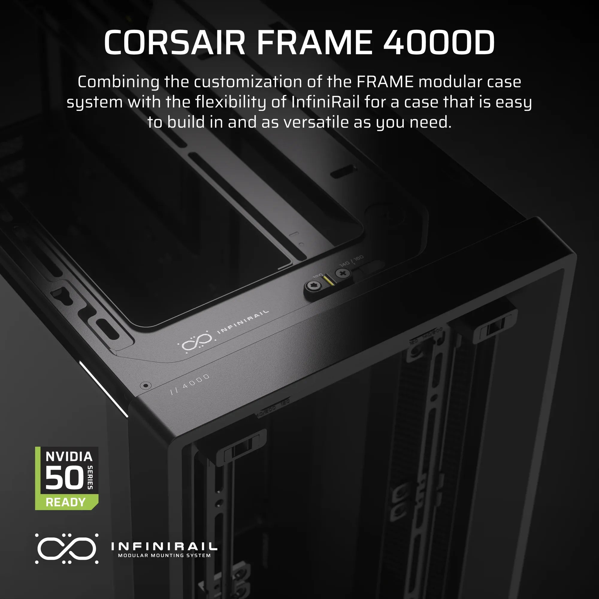 Corsair FRAME 4000D, Midi Tower, PC, Black, ATX, EATX, micro ATX, Mini-ITX, Plastic, Steel, Tempered glass, Gaming