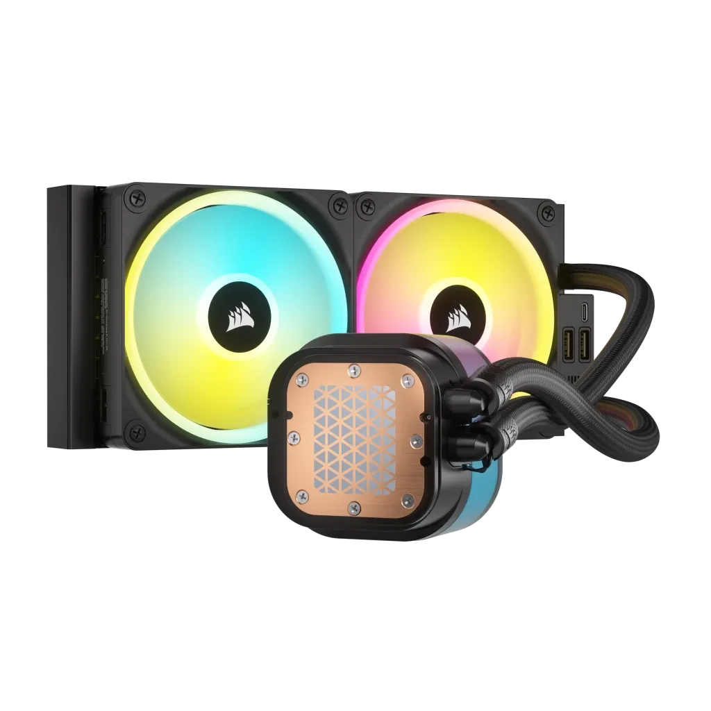 Corsair H100I, Liquid cooling kit, 12 cm, 480 RPM, 2400 RPM, 63.1 cfm, Black