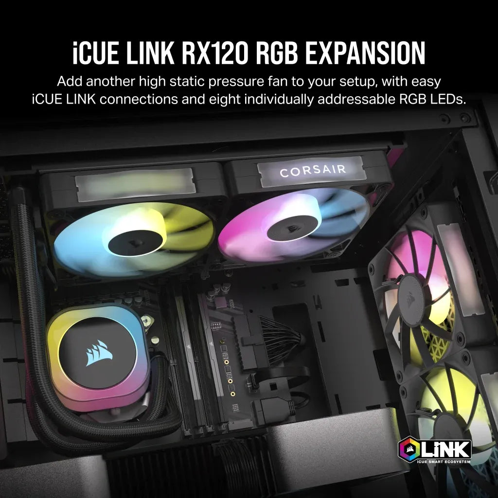 Corsair iCUE LINK RX120 RGB, Fan, 12 cm, 400 RPM, 2100 RPM, 36 dB, 73.5 cfm