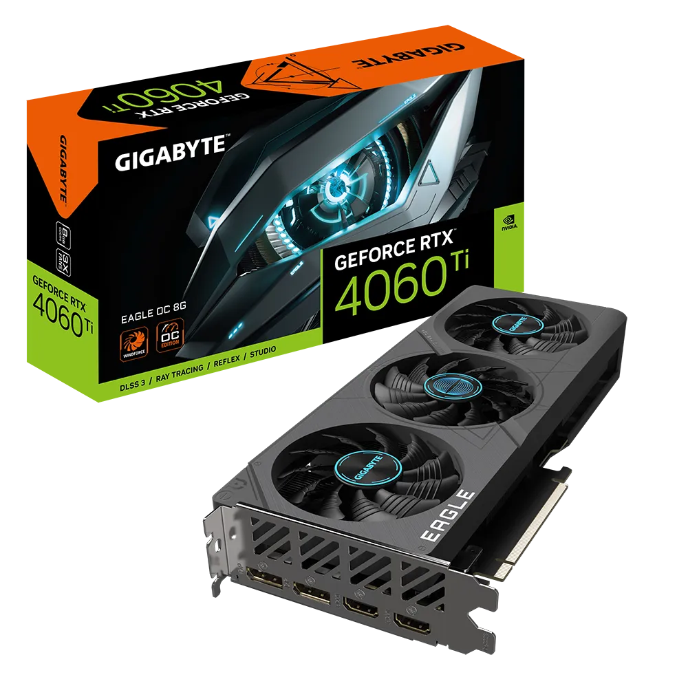 GIGABYTE EAGLE GeForce RTX 4060 Ti OC 8G, GeForce RTX 4060 Ti, 8 GB, GDDR6, 128 bit, 7680 x 4320 pixels, PCI Express 4.0