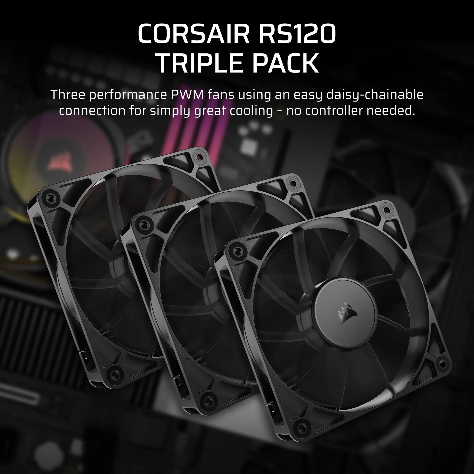 Corsair RS120, Fan, 12 cm, 420 RPM, 2100 RPM, 36 dB, 72.8 cfm