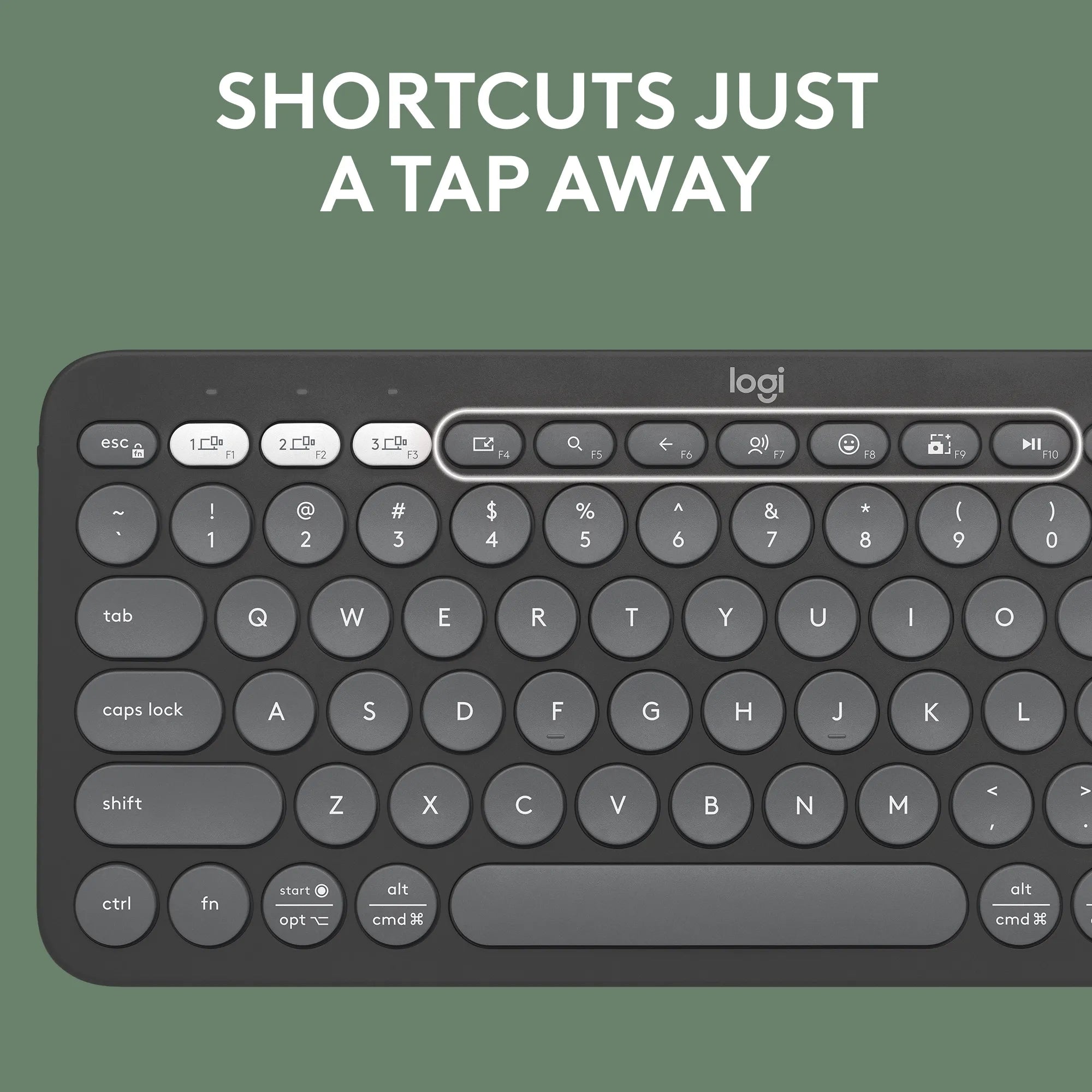Logitech 920-012239, Wireless, RF Wireless + Bluetooth, Scissor key switch, QWERTY, Graphite, Mouse included