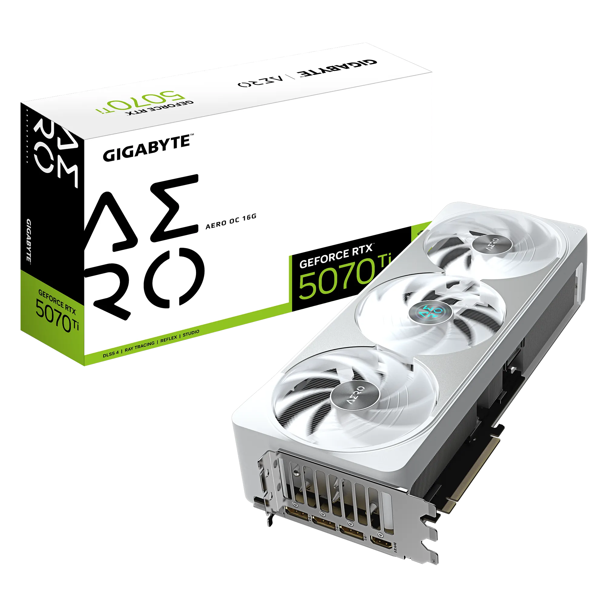GIGABYTE GeForce RTX 5070 Ti AERO OC 16G Graphics Card - 16GB GDDR7, 256bit, PCI-E 5.0, 2588 MHz Core Clock, 3 x DP 2.1a, 1 x HDMI 2.1b, NVIDIA DLSS 4, GV-N507TAERO OC-16GD, GeForce RTX 5070 Ti, 16 GB, GDDR7, 256 bit, 7680 x 4320 pixels, PCI Express x16 5.0