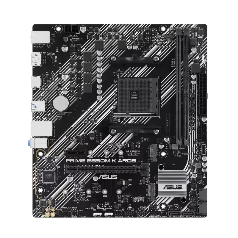 ASUS PRIME B550M-K ARGB, AMD, Socket AM4, DDR4-SDRAM, 64 GB, DIMM, Dual-channel