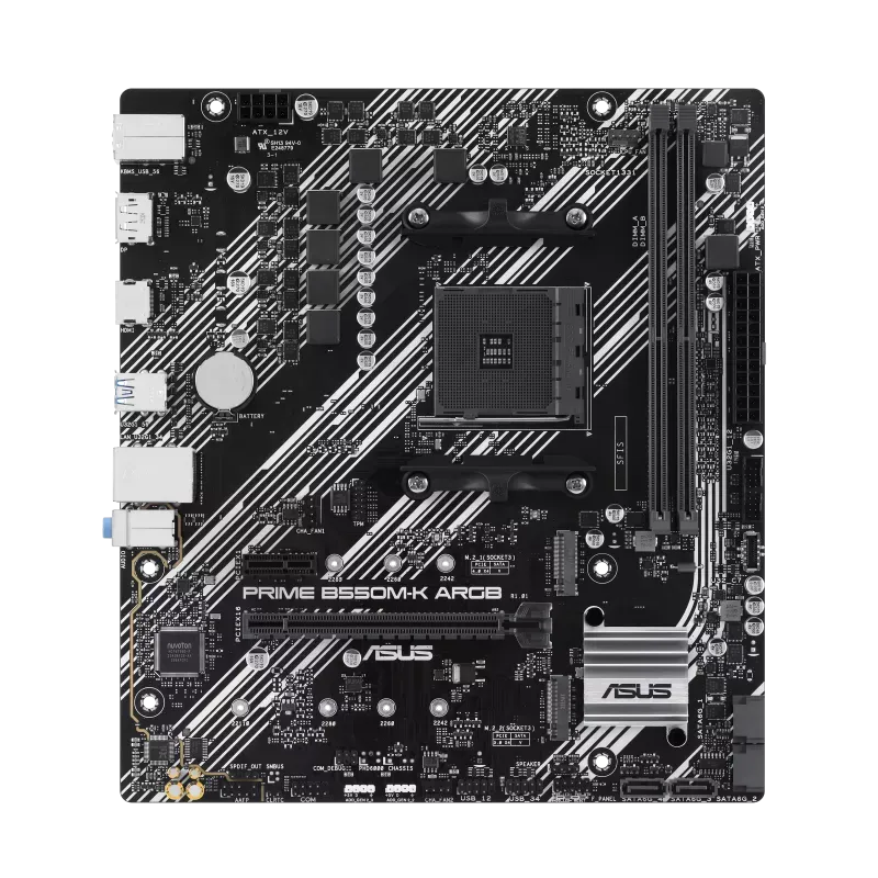 ASUS PRIME B550M-K ARGB, AMD, Socket AM4, DDR4-SDRAM, 64 GB, DIMM, Dual-channel