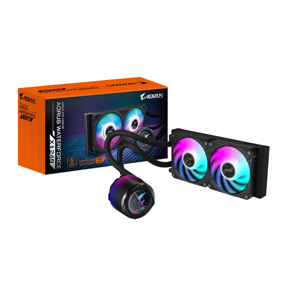 GIGABYTE AORUS WATERFORCE X II 240 240mm cooler; Intel 115x;1200;1700;1851 / AMD TR4; AM5; AM4; sTR5