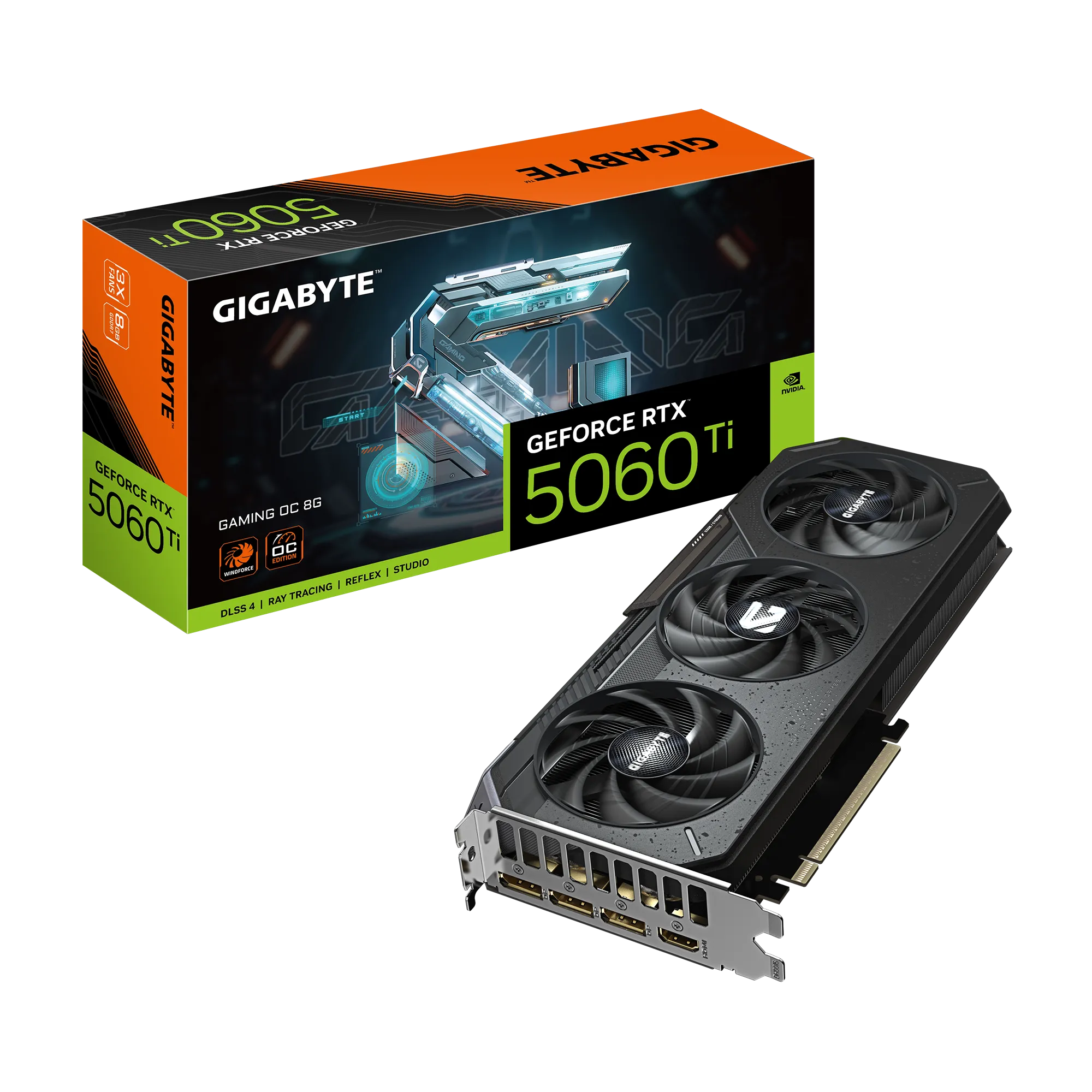GIGABYTE GeForce RTX 5060 Ti GAMING OC 8G Graphics Card - 8GB GDDR7, 128bit, PCI-E 5.0, 2647MHz Core Clock, 3 x DisplayPort, 1 x HDMI, GV-N506TGAMING OC-8GD, GeForce RTX 5060 Ti, 8 GB, GDDR7, 128 bit, 7680 x 4320 pixels, PCI Express x16 5.0