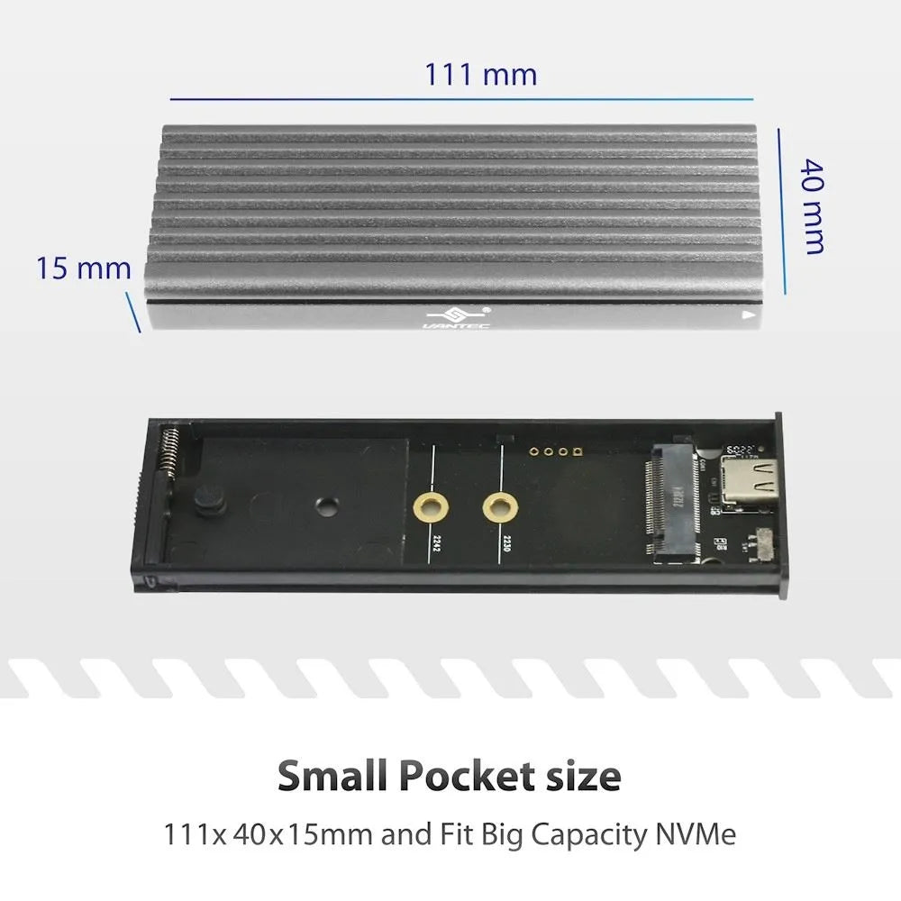 M.2 NVMe SSD To USB 3.2 Gen 2x1 Type C Enclosure; Revised Toolless