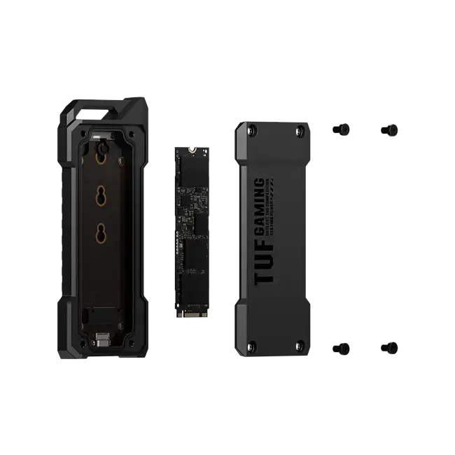 ASUS ESD-T1A/BLK/G/AS//, SSD enclosure, M.2, M.2, PCI Express, Serial ATA, 10 Gbit/s, USB connectivity, Black