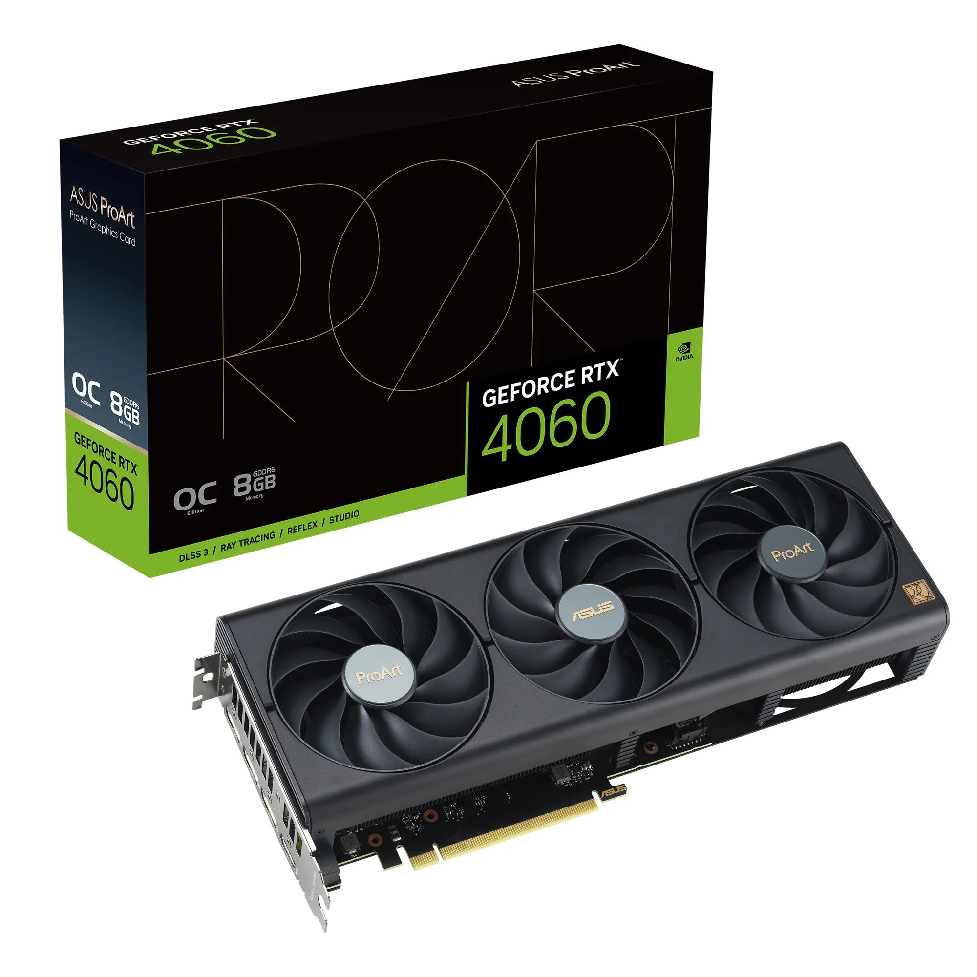 ASUS ProArt -RTX4060-O8G, GeForce RTX 4060, 8 GB, GDDR6, 128 bit, 7680 x 4320 pixels, PCI Express 4.0