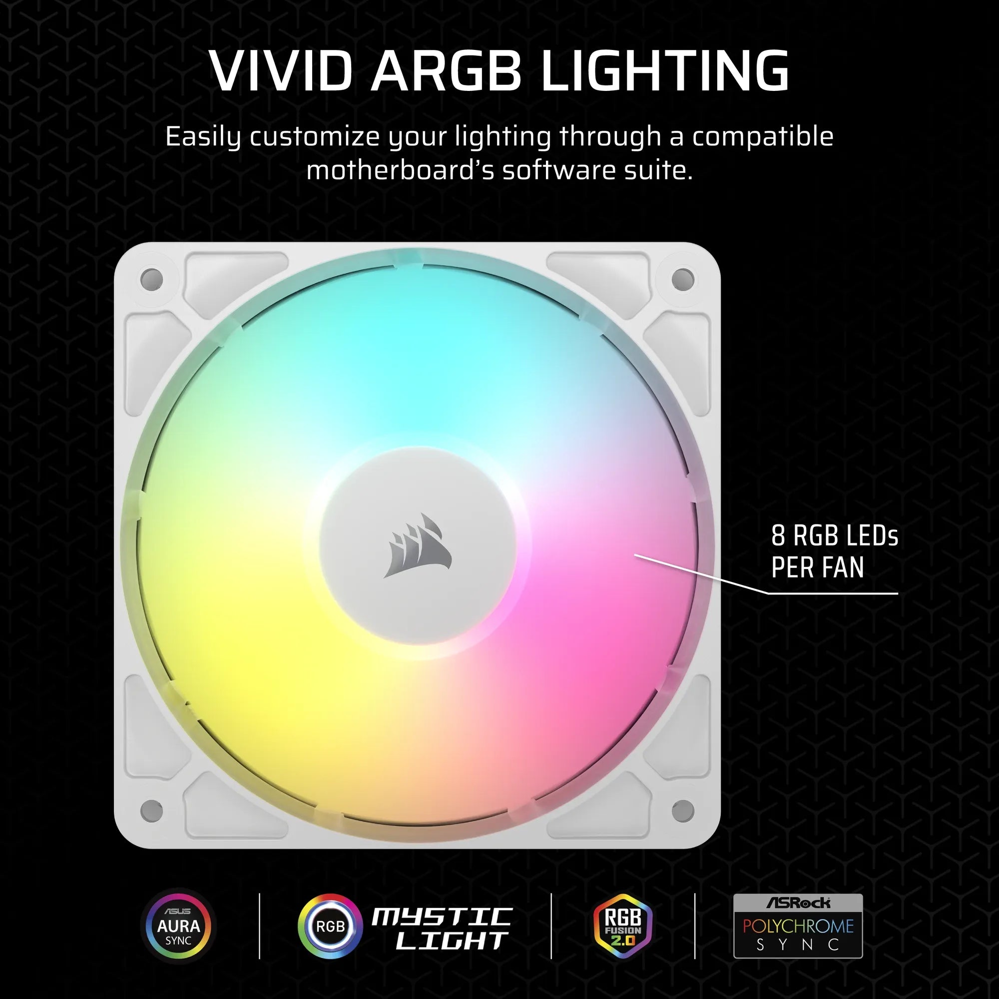 Corsair RS120 ARGB, Fan, 12 cm, 420 RPM, 2100 RPM, 36 dB, 72.8 cfm