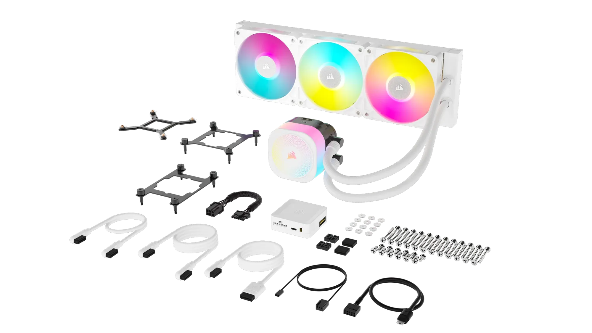 Corsair iCUE LINK TITAN RX RGB, All-in-one liquid cooler, 12 cm, 300 RPM, 2100 RPM, White