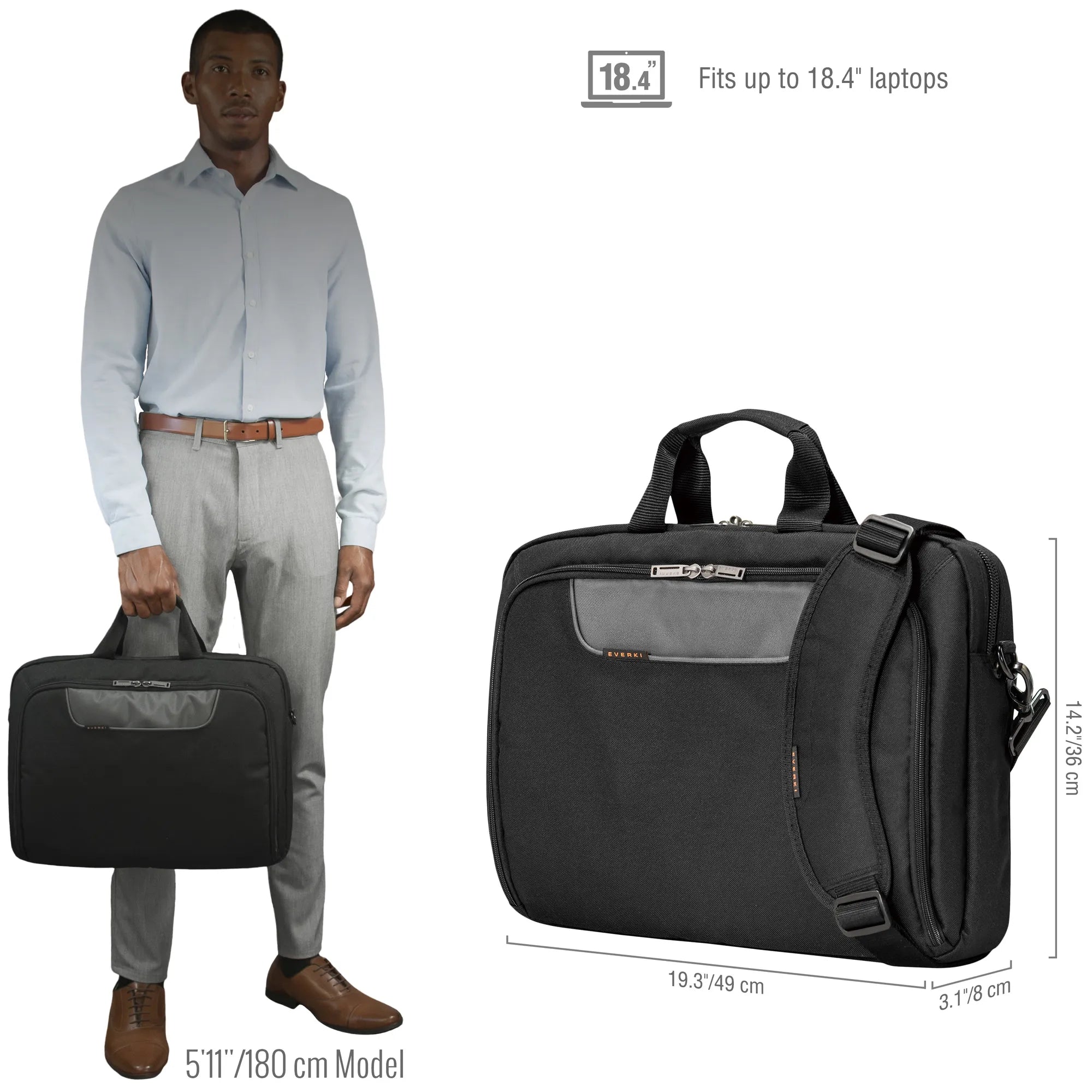 Everki Advance 18.4", Briefcase, 46.7 cm (18.4"), 950 g, Charcoal