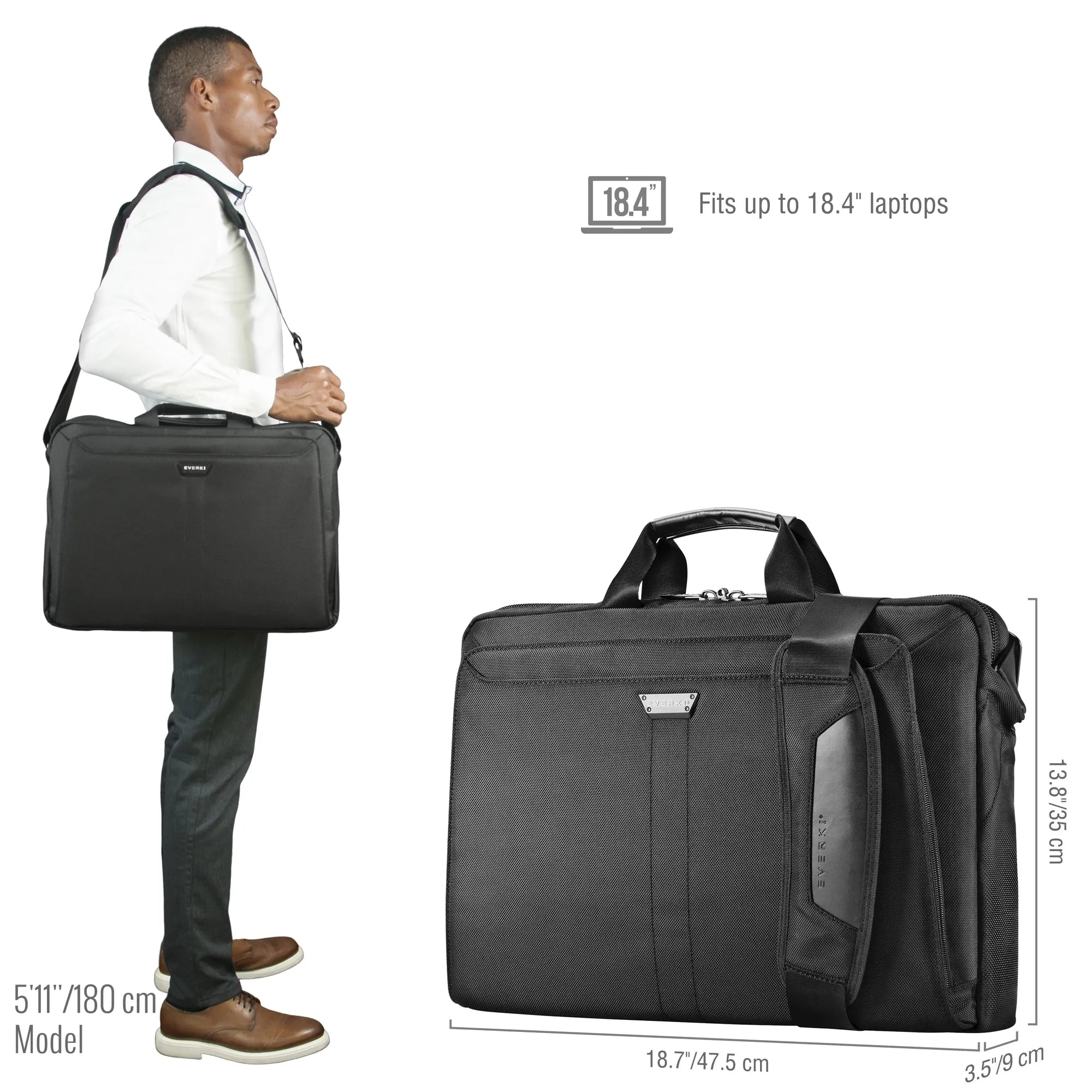 Everki Lunar 18.4", Briefcase, 46.7 cm (18.4"), 1.16 kg, Black