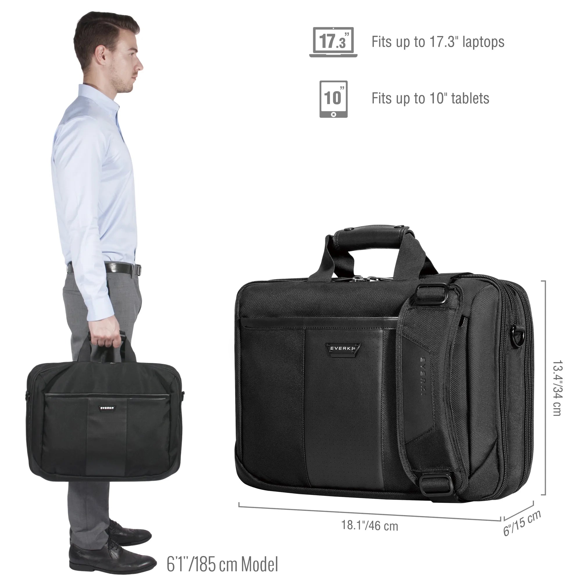 Everki EKB427BK17, Briefcase, 43.9 cm (17.3"), Shoulder strap, 2.48 kg, Black