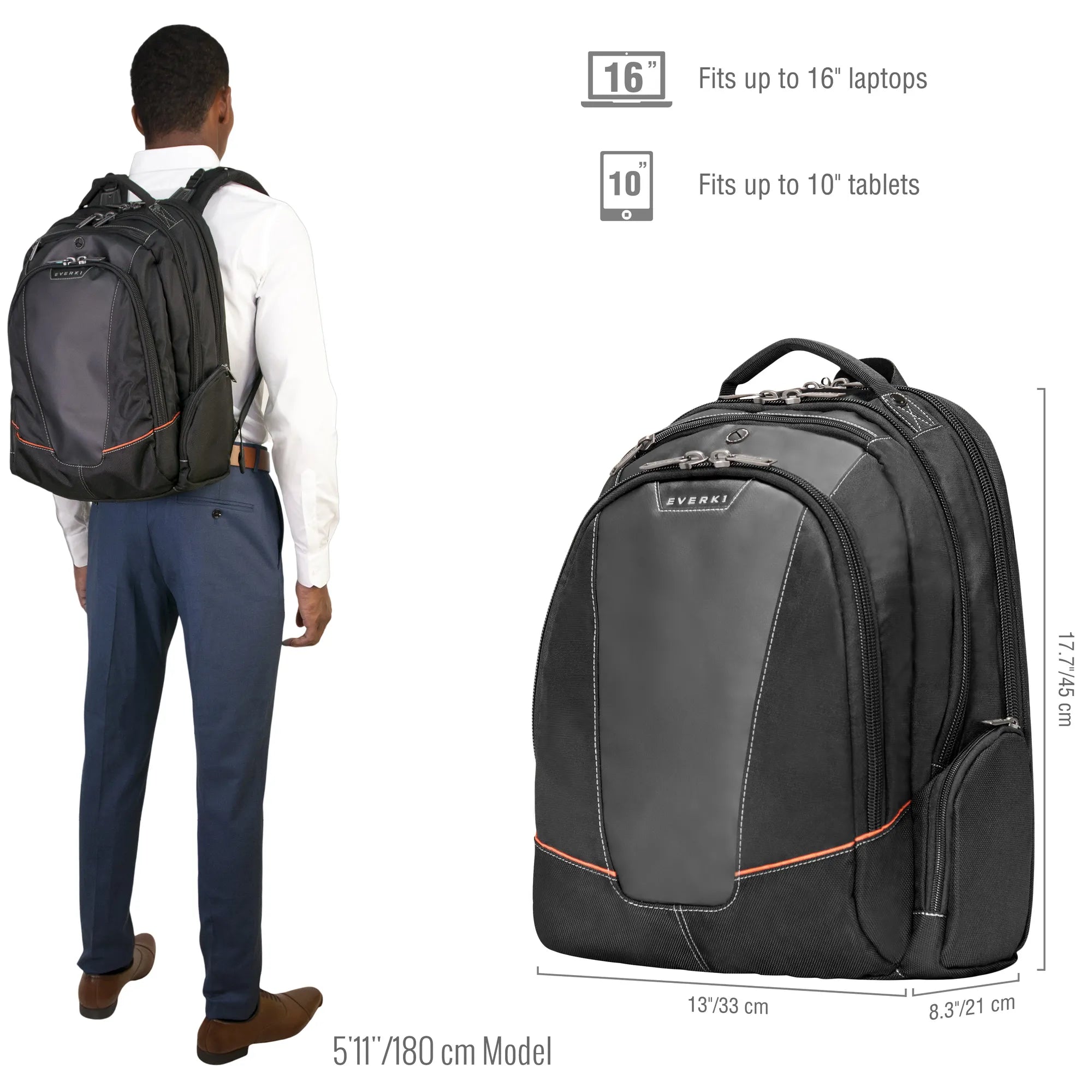 Everki EKP119, Backpack case, 40.6 cm (16"), 1.5 kg, Black