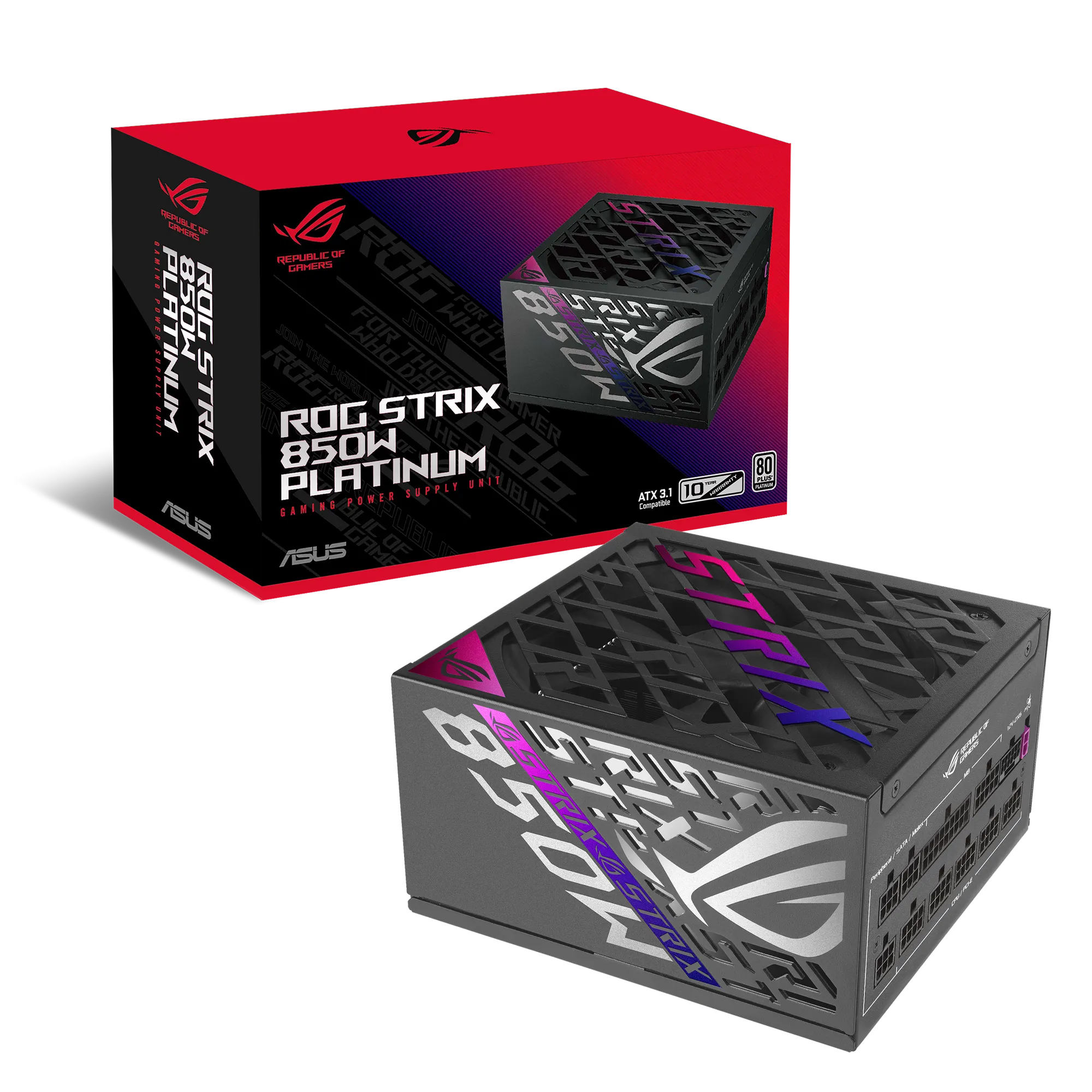 ASUS ROG -STRIX-850P-GAMING, 850 W, 100 - 240 V, Active, 130 W, 850 W, 130 W