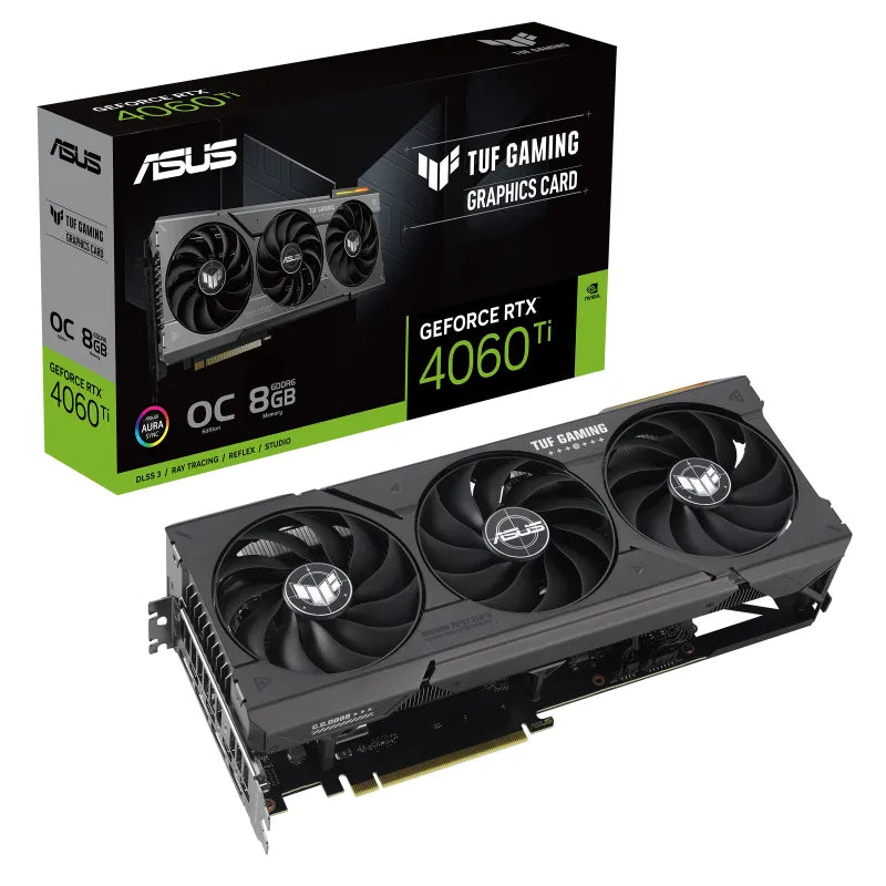 ASUS TUF Gaming TUF-RTX4060TI-O8G-GAMING, GeForce RTX 4060 Ti, 8 GB, GDDR6, 128 bit, 7680 x 4320 pixels, PCI Express 4.0