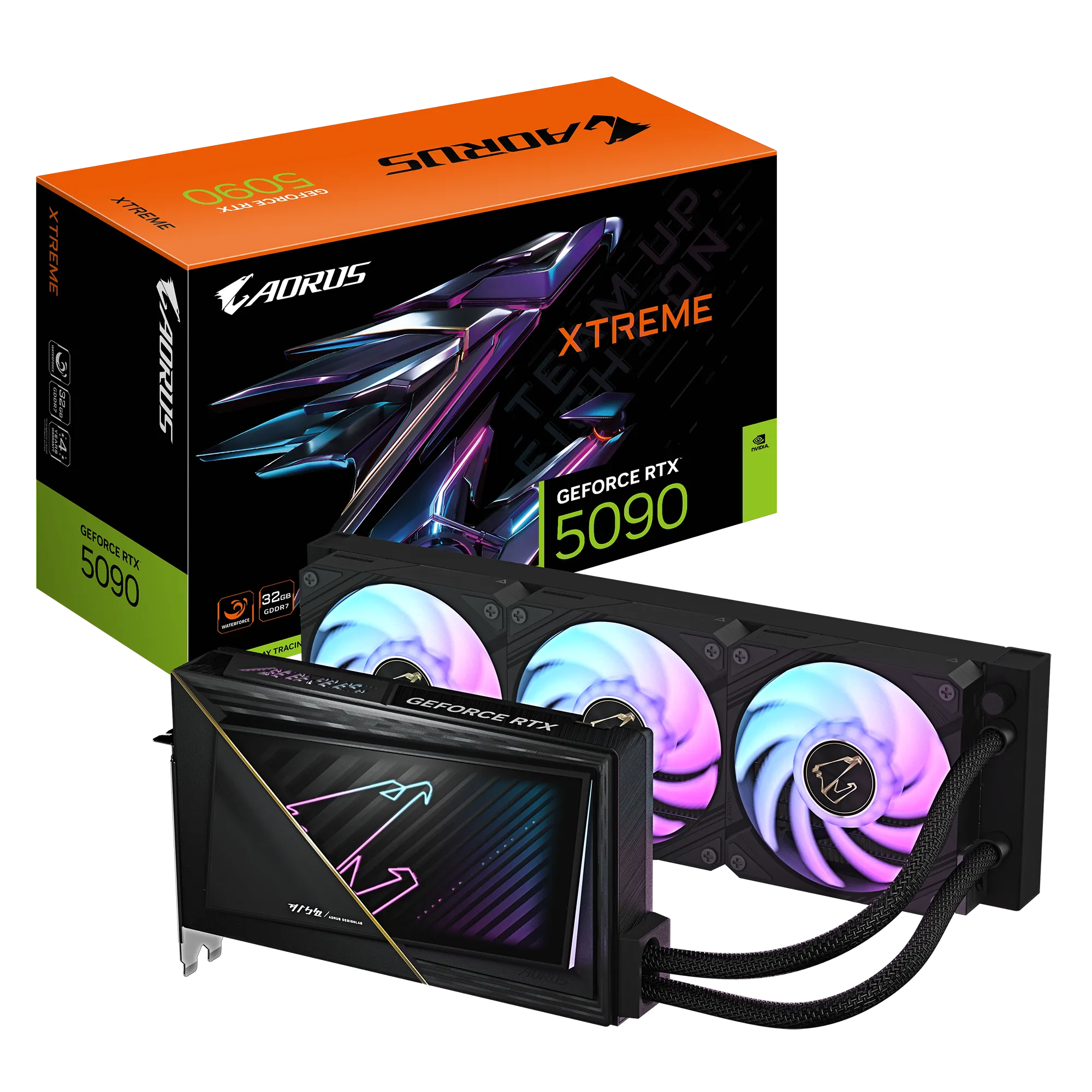 GIGABYTE AORUS GeForce RTX 5090 XTREME WATERFORCE 32G Graphics Card - 32GB GDDR7, 512bit, PCI-E 5.0, 2655MHz Core Clock, 3 x DP 2.1a, 1 x HDMI 2.1b, NVIDIA DLSS 4, GV-N5090AORUSX W-32GD, GeForce RTX 5090, 32 GB, GDDR7, 512 bit, 7680 x 4320 pixels, PCI Express x16 5.0