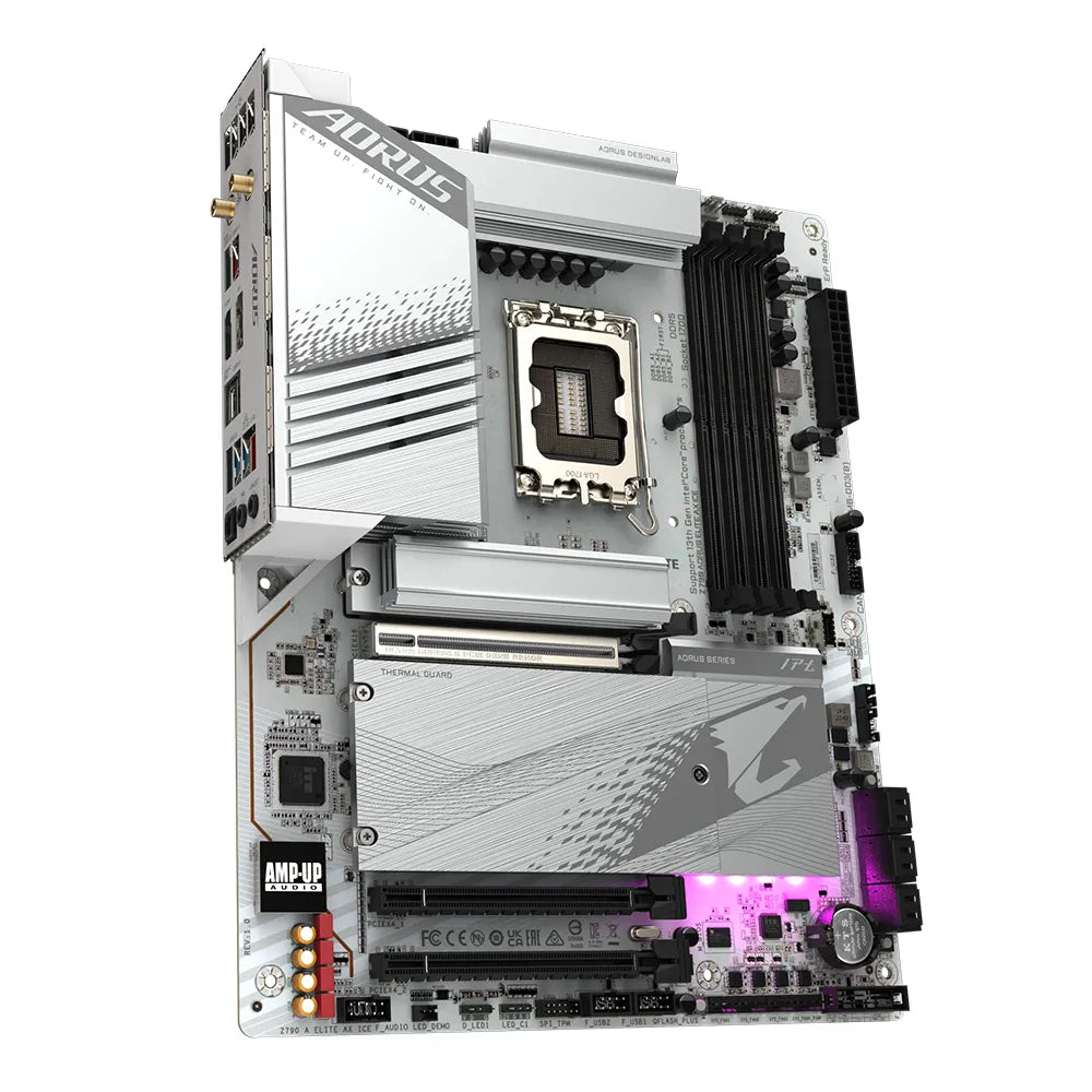 Gigabyte Z790 AORUS ELITE AX ICE Motherboard - Supports Intel Core 13th CPUs, 16+1+2 Phases Digital VRM, up to 7600MHz DDR5, 4xPCIe 4.0 M.2, Wi-Fi 6E, 2.5GbE LAN , USB 3.2 Gen 2, Intel, LGA 1700, Intel® Celeron®, Intel® Core™ i3, Intel® Core™ i5, Intel® Core™ i7, Intel® Core™ i9,..., LGA 1700, 192 GB, DDR5-SDRAM