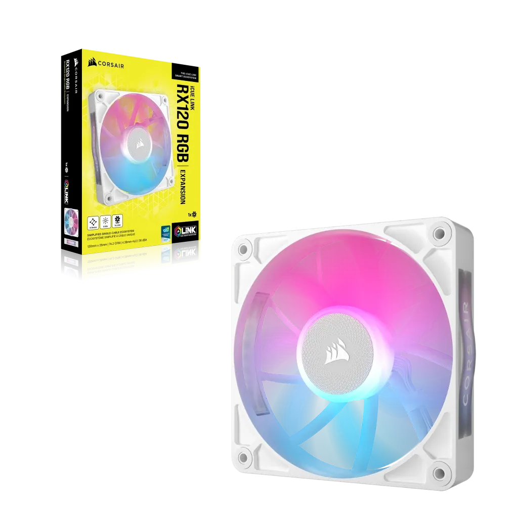 Corsair iCUE LINK RX120 RGB, Fan, 12 cm, 400 RPM, 2100 RPM, 36 dB, 73.5 cfm
