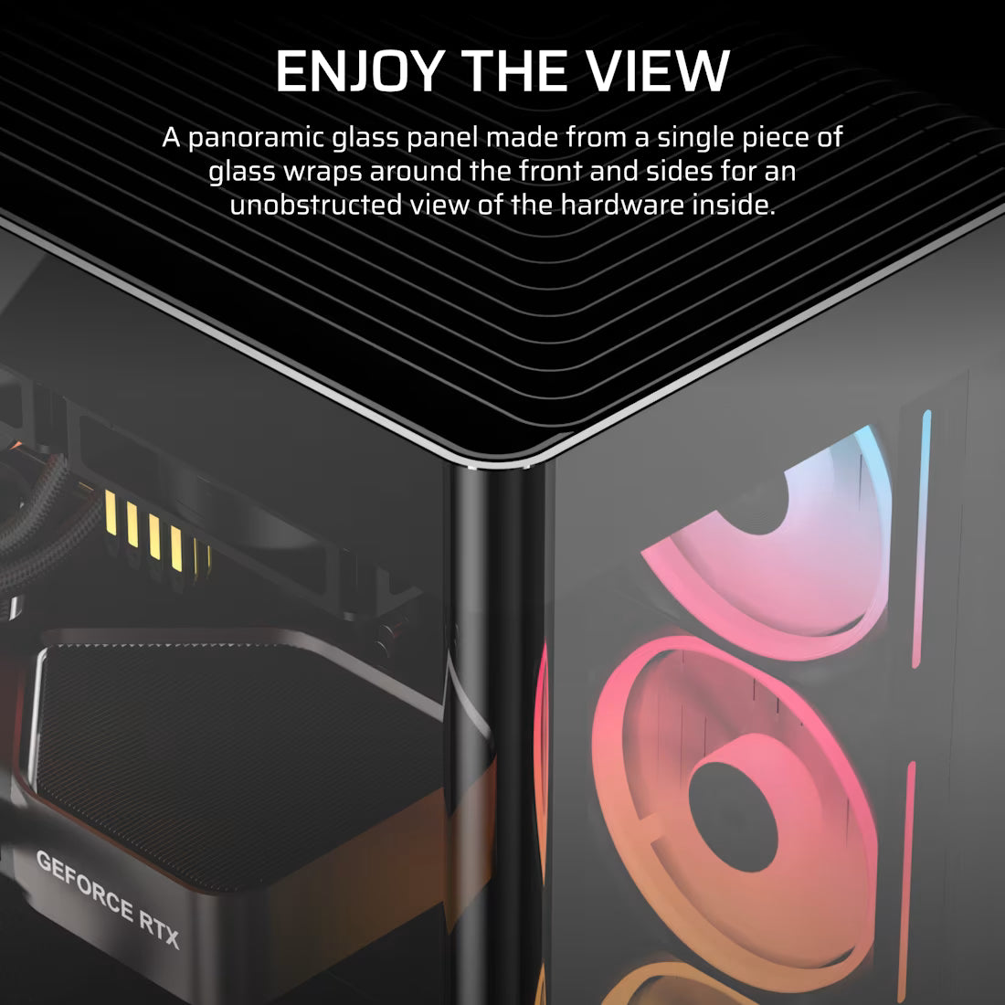 FRAME 4500X LX-R RGB LINK Panoramic Glass Mid-Tower PC Case; 3x RGB Fans Inclided; 4x 2.5'' ; 2x 3.5''; Black