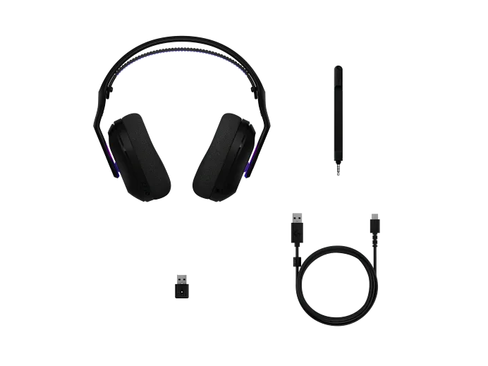 Wireless Gaming Headset with LIGHTSYNC RGB |  2.4GHZ Detachable Mic - White|USB-A LIGHTSPEED Wireless Receiver |  Wired USB-A US