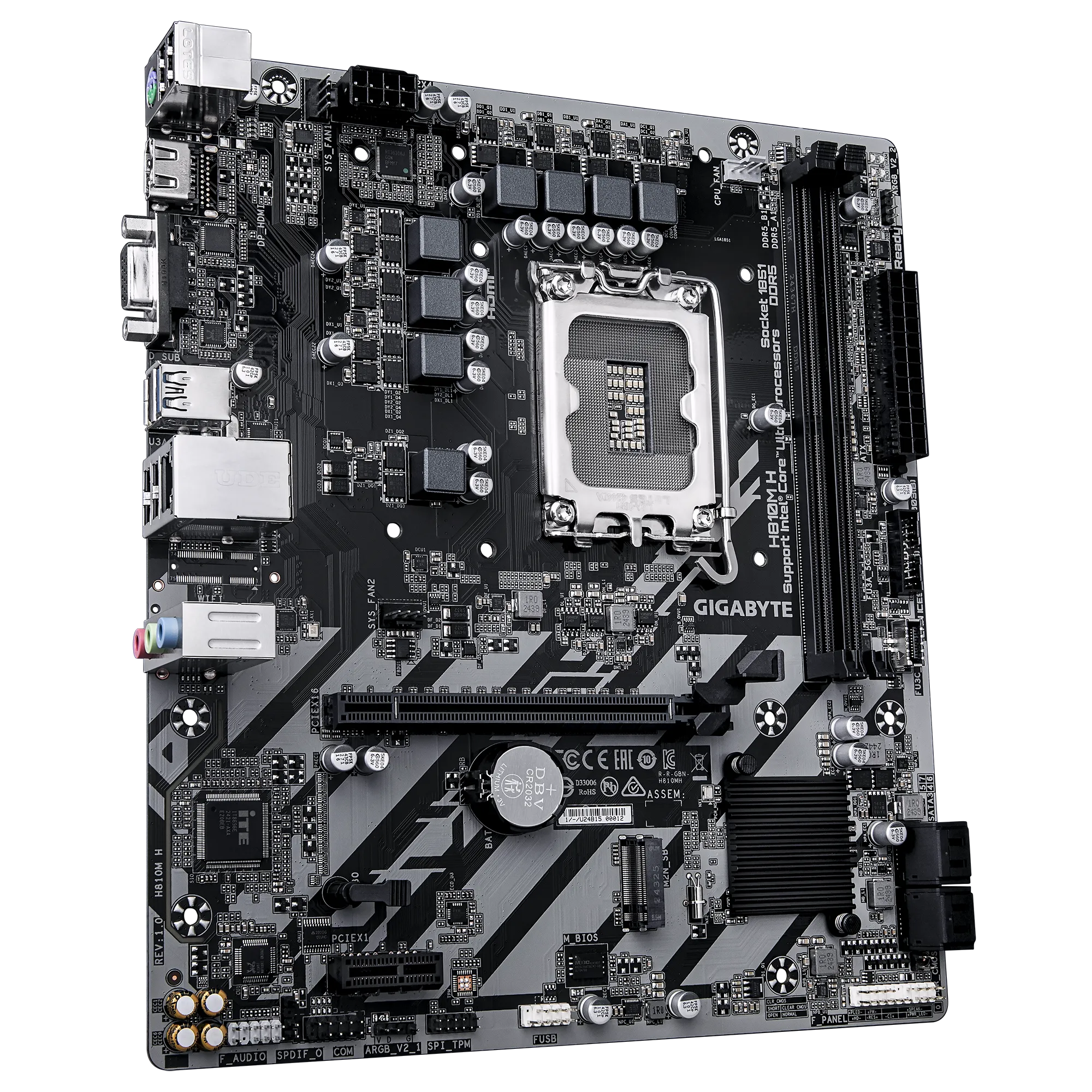 GIGABYTE Intel® H810 Chipset for LGA 1851; 2x DDR5; 2x M2; HDMI 1x VGA; mATX