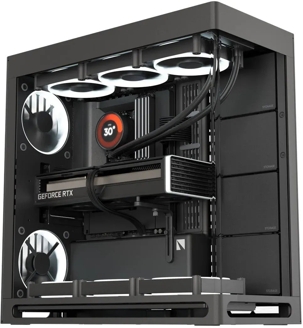 Aerocool HAVN HS 420 Base Edition Black EATX case - Supports up to 11 fans - 4x 3.5'' or 8x 2.5'' - 420mm Radiator. 