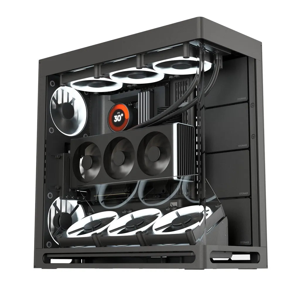 Aerocool HAVN HS 420 Base Edition Black EATX case - Adjustable GPU Bracket - Supports 11 fans - 4x 3.5'' or 8x 2.5'' - 420mm rad