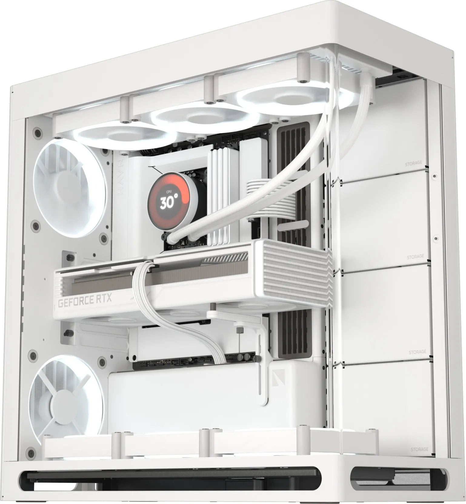 Aerocool HAVN HS 420 Base Edition White EATX case - Supports up to 11 fans - 4x 3.5'' or 8x 2.5'' - 420mm Radiator. 