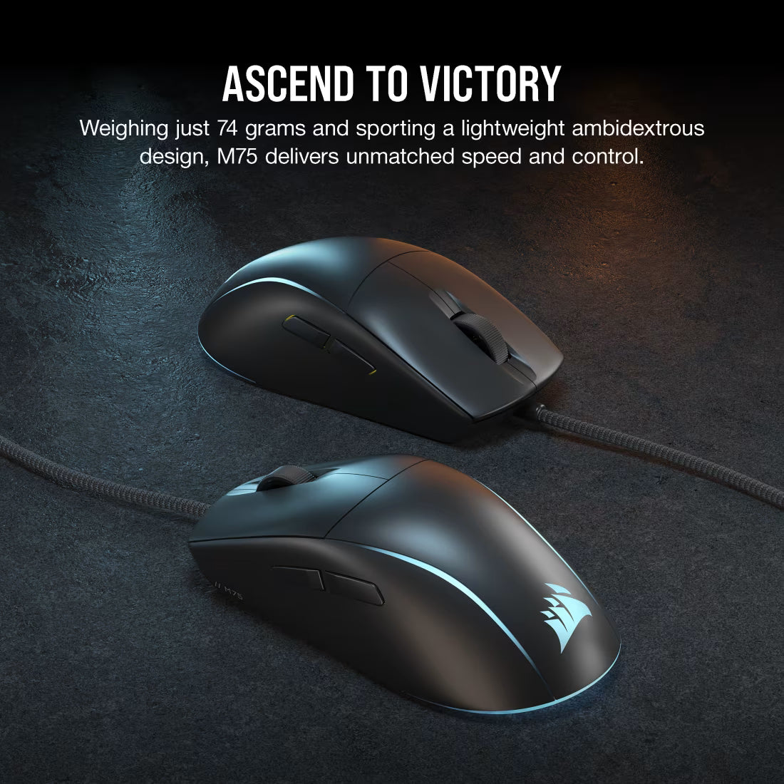 Corsair M75 Lightweight RGB Gaming Mouse; Black; 26000 DPI.