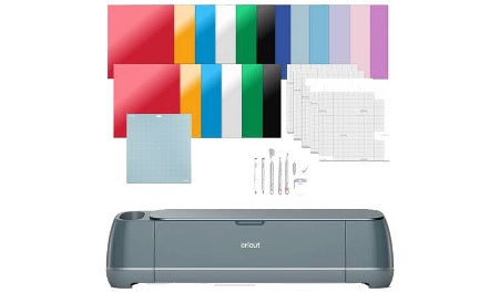 2011290 - Cricut Maker 4 Essentials Kit  Includes: Cricut Maker 4: Scraper  Spatula  Scoring Stylus  Weeder  Mini Weeder/ 2 x Fine-point Pens/ Premium Fine-point Blade + Housing/ Smart Vinyl 6 Sheets (12x13")/ Smart Iron On 6 Sheets (12x13")/ 6 x Cardstock Sheets (12x12")/ 5 x Transfer Tape Sheets (12x12")/ Starter Materials/ LightGrip Mat