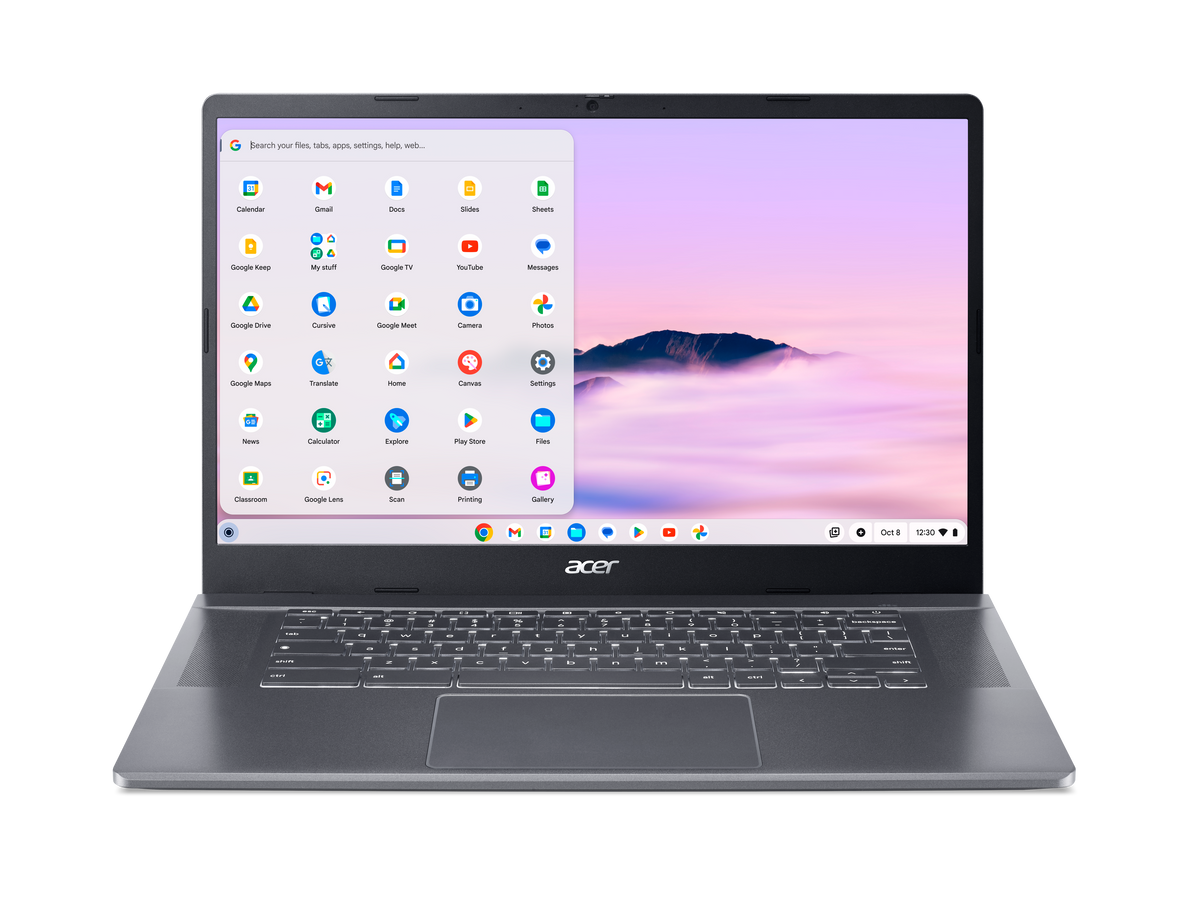 Acer Chromebook Plus 515 15.6" FHD IPS SlimBezel Touch LCD Intel Core 5 processor 120U 16GB LPDDR5X 256GB PCIe NVMe SSD WIFI6E+BT FPR FHD USB Camera 53Wh Li-ion battery 65W Type C adapter Google Chrome OS 3 Year Onsite Warranty CBE595-2T-TCO-55QW