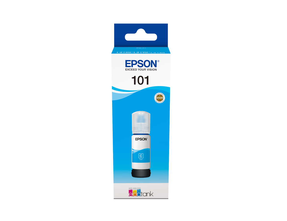 Epson 101 Ink Bottles Cyan 70ml Ecotank L4150 / L4156 / L4160 / L4260 / L6160 / L6170 / L6176 / L6190 / L6270 / L6290 / L6370 / L14150 6000 pages