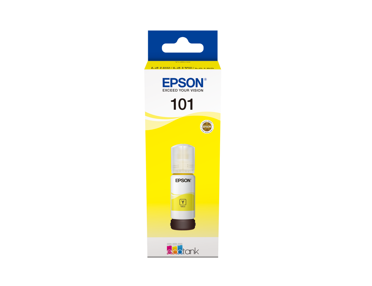 Epson 101 Ink Bottles Yellow 70ml Ecotank L4150 / L4156 / L4160 / L4260 / L6160 / L6170 / L6176 / L6190 / L6270 / L6290 / L6370 / L14150 6000 pages