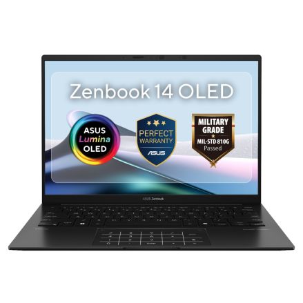 ASUS Zenbook / 14.0 OLED WUXGA(WU) 1920X1200 16:10 / AI 7 445 / LPDDR5X 16GB ( 16GB LPDDR5X on board ) / 1TB PCIE G4 SSD / AMD Radeon Graphics / Backlit Chiclet Keyboard Precision touchpad support Number Pad / Sleeve / Black / Windows 11 Home / 1YR PUR Warranty