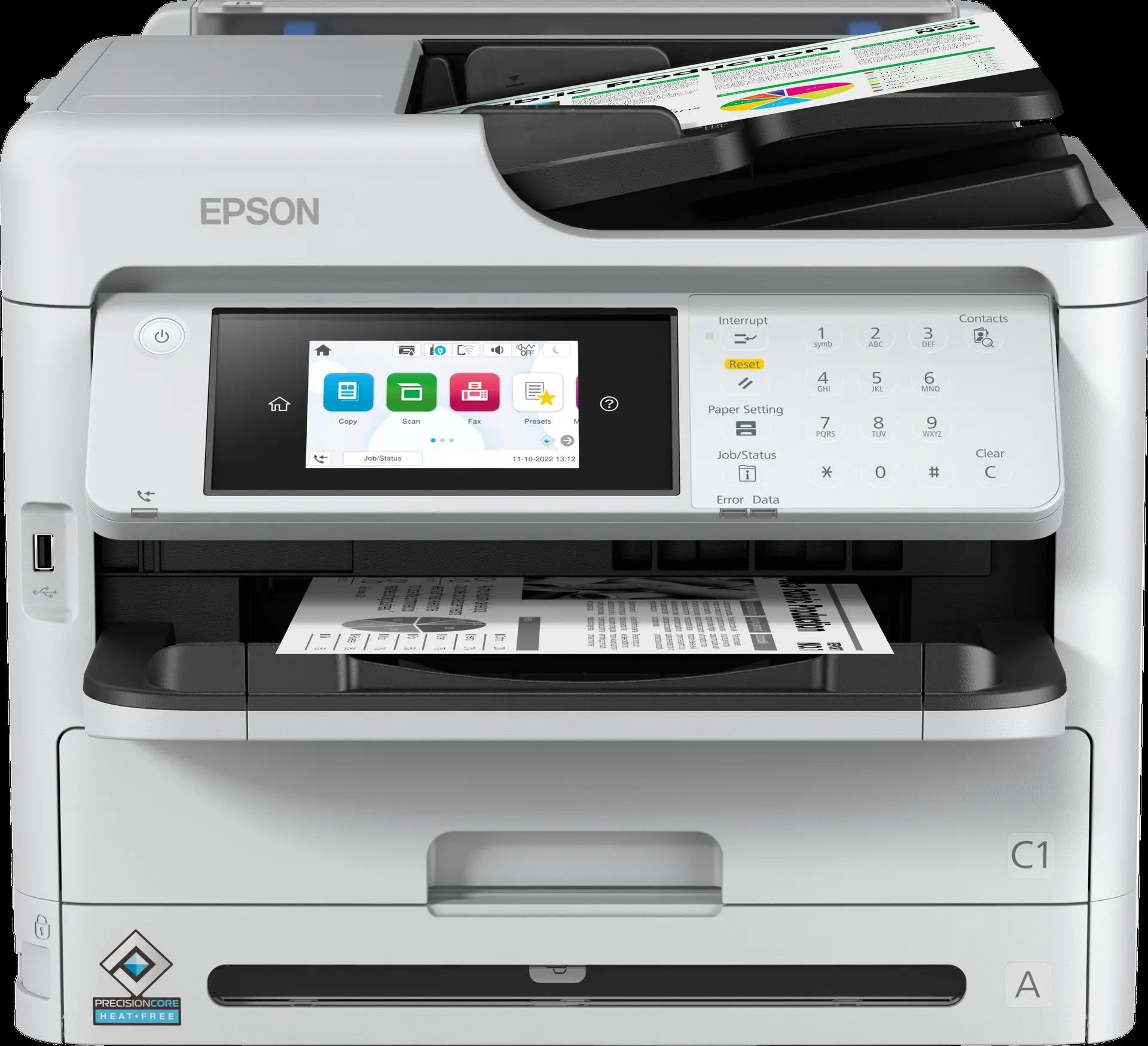 Epson 34ppm Mono A4 Print Scan Copy Fax USB Wired Wireless WiFi Direct Full Duplex incl initialisation ink bags only