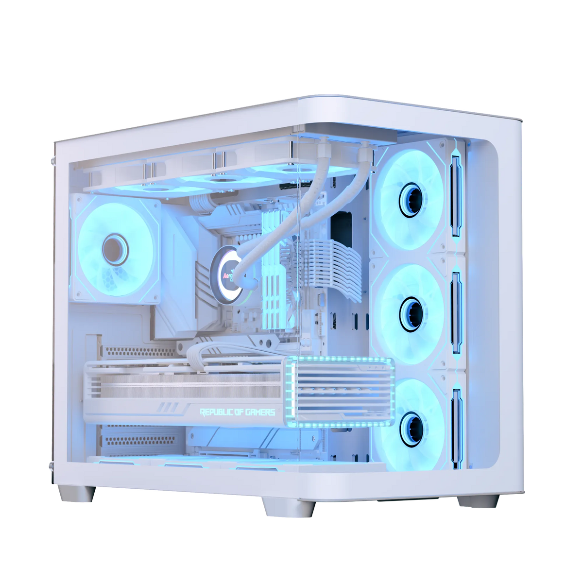 Aerocool P500C White Mid tower case - Includes 120mm ARGB Fan x 4 and 4-port ARGB control hub - ATX - 3x 2.5'' or 2x3.5'' - 360m