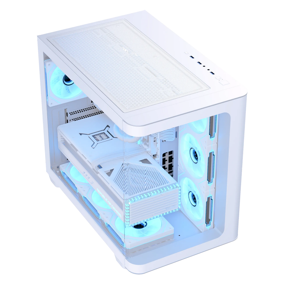 Aerocool P500C White Mid tower case - Includes 120mm ARGB Fan x 4 and 4-port ARGB control hub - ATX - 3x 2.5'' or 2x3.5'' - 360m
