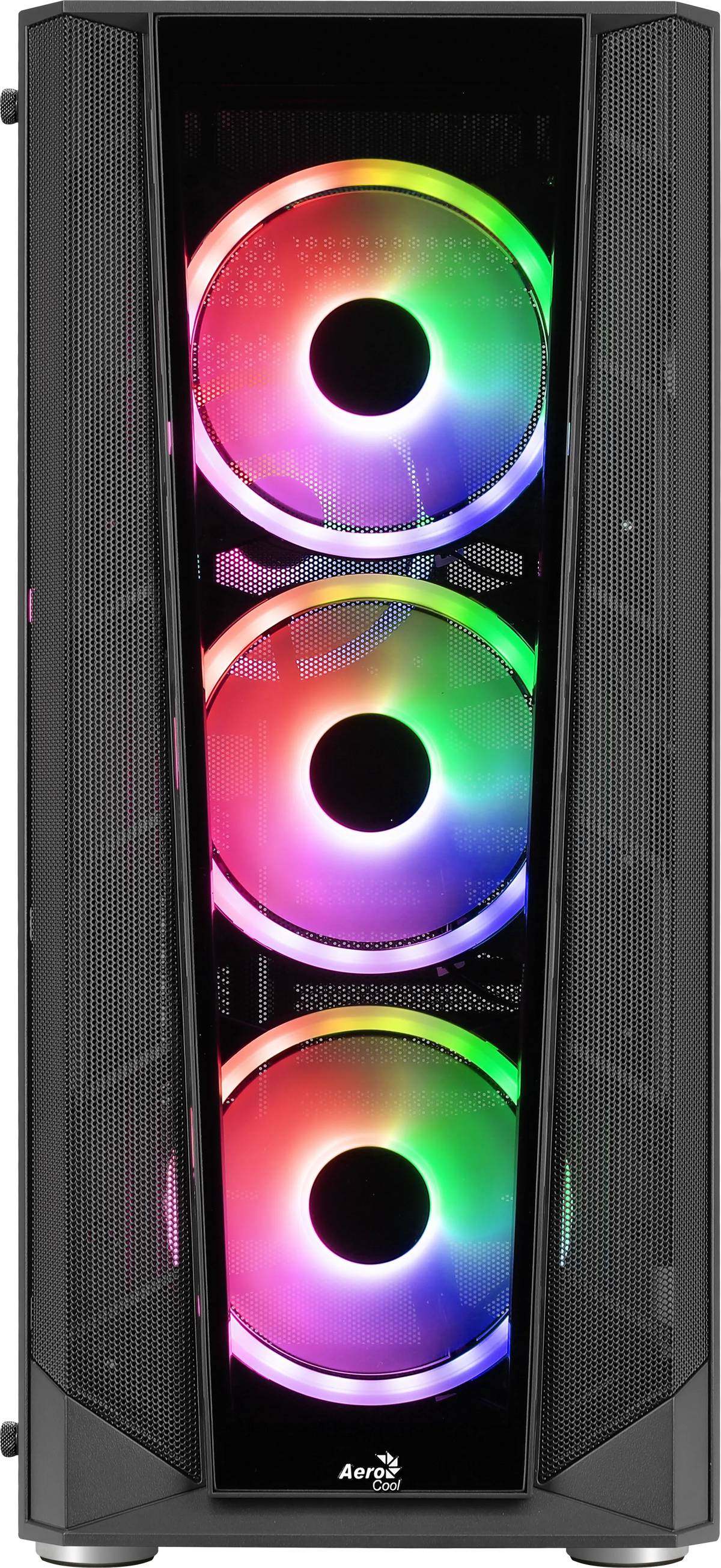 Aerocool Prism ARGB Black Mid tower case - 120mm ARGB Fan x 4; 6-port ARGB control hub - ATX - 2x 2.5'' or 2x3.5'' - 360 Radiato