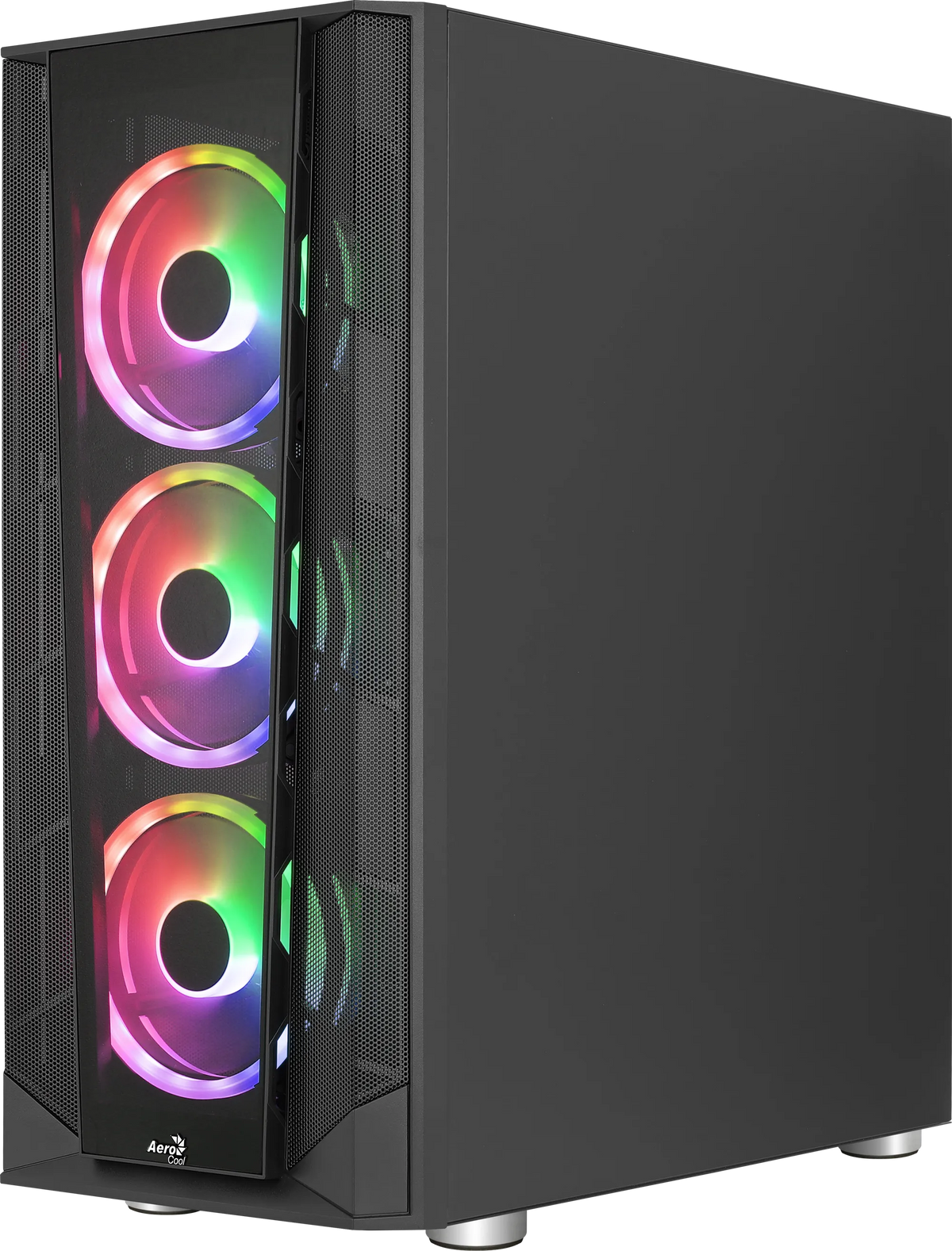 Aerocool Prism ARGB Black Mid tower case - 120mm ARGB Fan x 4; 6-port ARGB control hub - ATX - 2x 2.5'' or 2x3.5'' - 360 Radiato