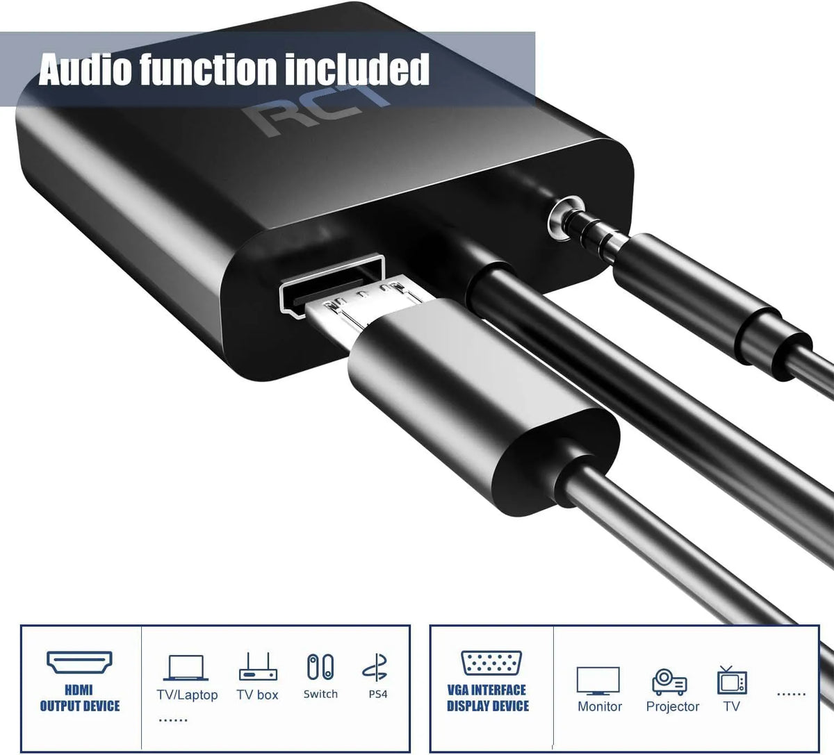 RCT HDMI to VGA (M to F) adapter with audio