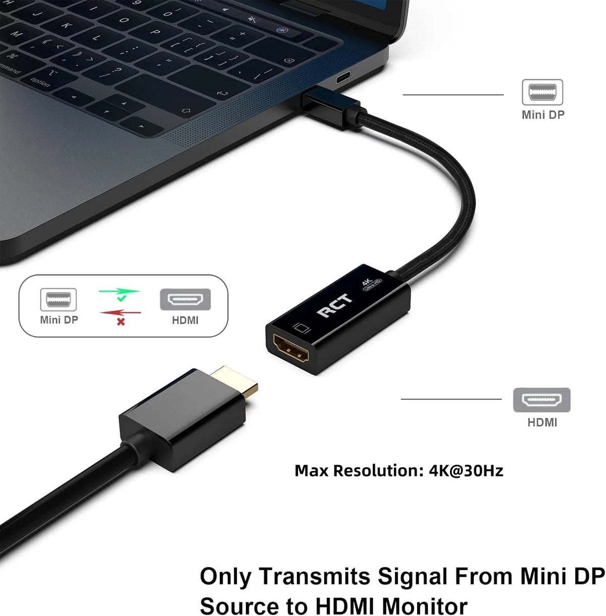 RCT mini display port to HDMI 4K (M to F) adapter