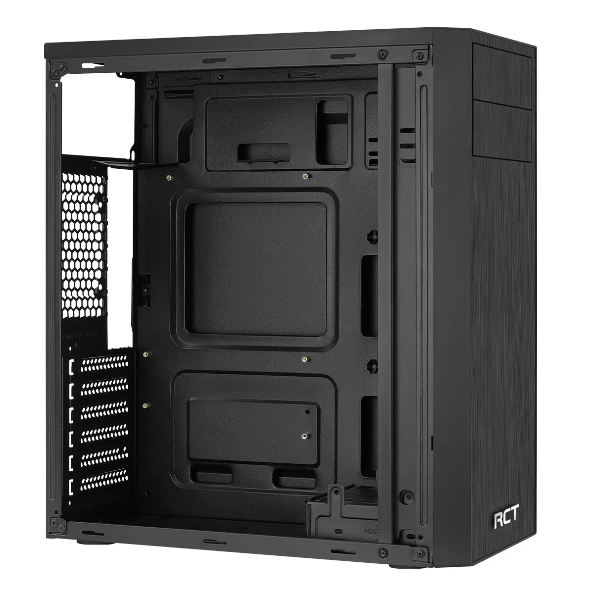 RCT Mid ATX Case with DVD drive slot - Black + 550W; 1x Fan. Up to 1 x 5.25” ODD; 3 x 3.5” HDDs (2 x 3.5”/2.5?) or 4 x 2.5” SSD
