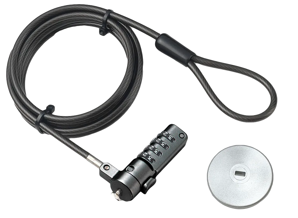 RCT 4 digit security lock; T-Bar | Kensington lock compatible plus adapter kit for devices with no slot; 1.5m