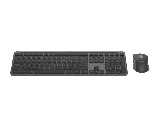 Logitech MK950 Signature Slim, Wireless, RF Wireless + Bluetooth, Scissor key switch, QWERTY, Graphite, Mouse included