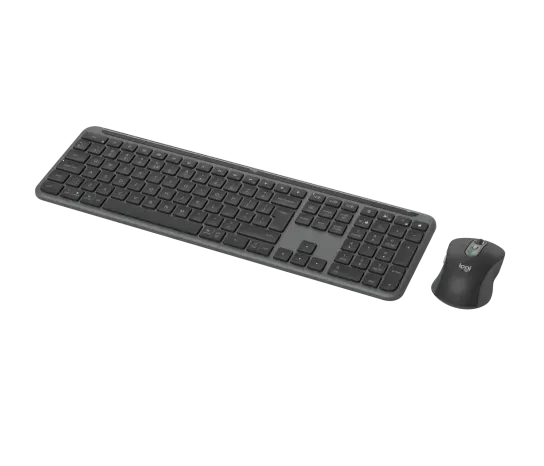 Logitech MK950 Signature Slim, Wireless, RF Wireless + Bluetooth, Scissor key switch, QWERTY, Graphite, Mouse included