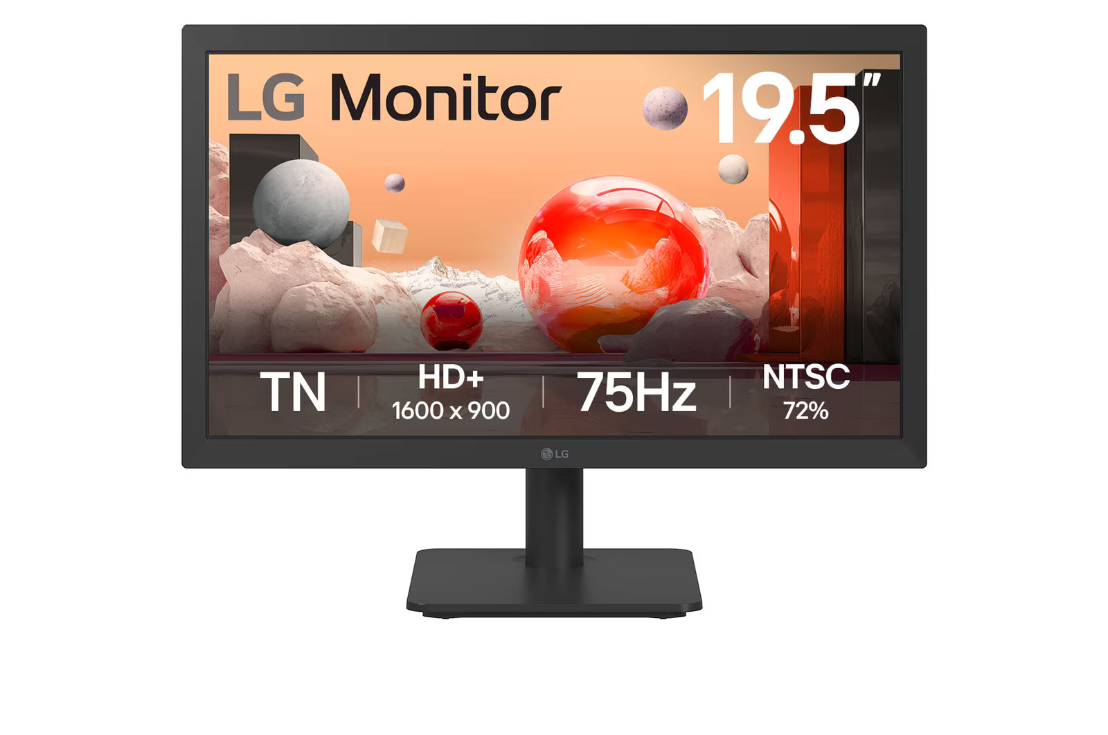 LG Essential 20'' WSXGA TN Monitor 75Hz; 1600x900 TN; Super Resolution+; 1x D-Sub/VGA; 1x HDMI port; Tilt Functionality