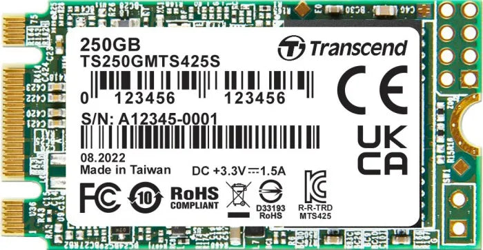 Transcend 425S, 250 GB, M.2, 500 MB/s, 6 Gbit/s